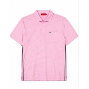 G/fore Polo Shirt Mens Pink Striped Performance golf Short Sleeve Pocket XL